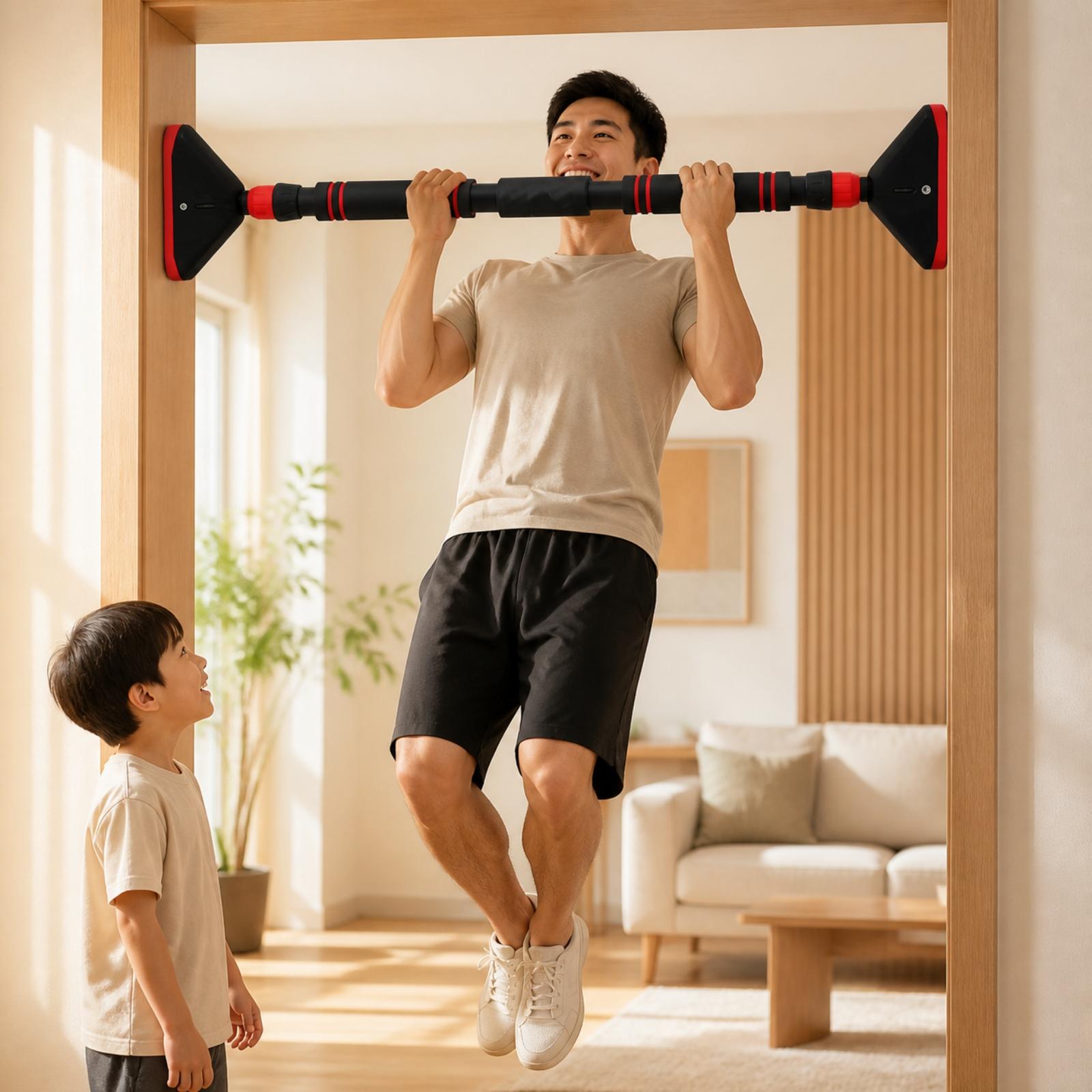 ドア枠に取り付けられるプルアップバー。室内用、自宅ジム用。ネ - Door Pull Up Bar No Screw のレビューと価格
