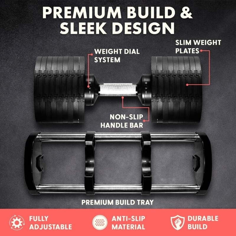大型フィットネス機器 70ポンド調整可能ダンベルウェイトセッ - Adjustable Dumbbell Pair 40Kg のレビューと価格