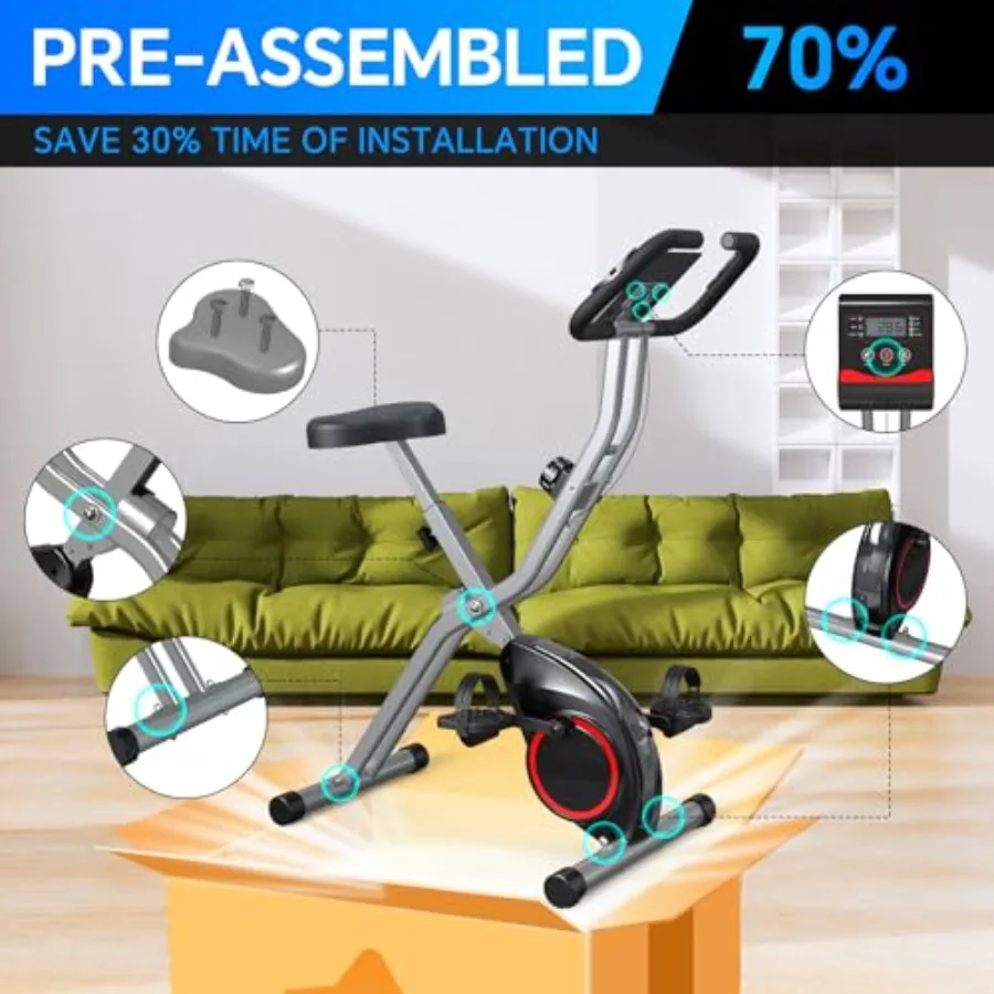 狭いアパートにも最適な折りたたみ式エクササイズバイク：スチー - Exercise Bike Magnetic Resistance のレビューと価格