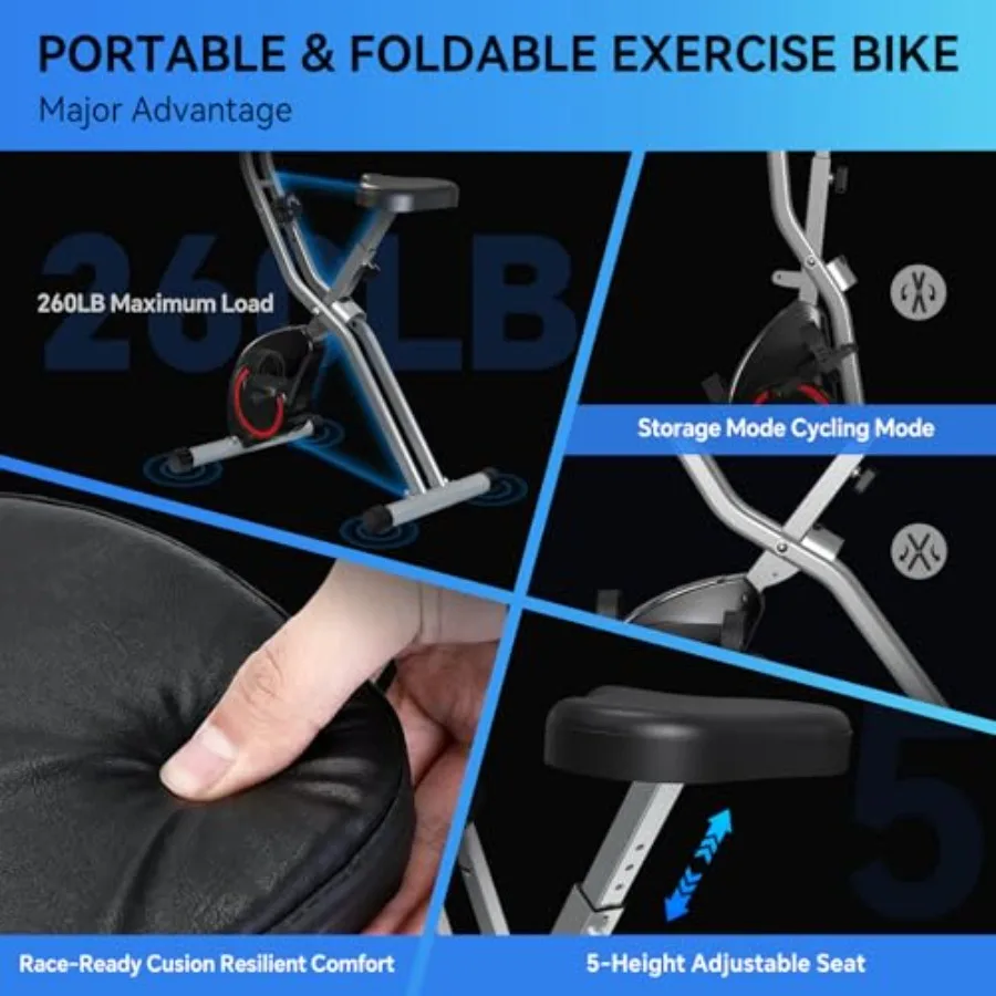 狭いアパートにも最適な折りたたみ式エクササイズバイク：スチー - Exercise Bike Magnetic Resistance のレビューと価格