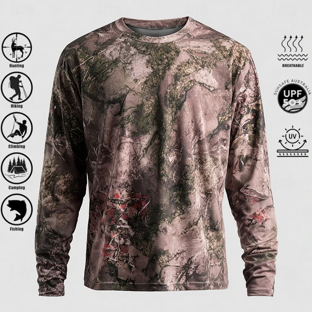 メンズ長袖Tシャツ、ポリエステル素材、3Dプリント迷彩柄、U - Hiking のレビューと価格