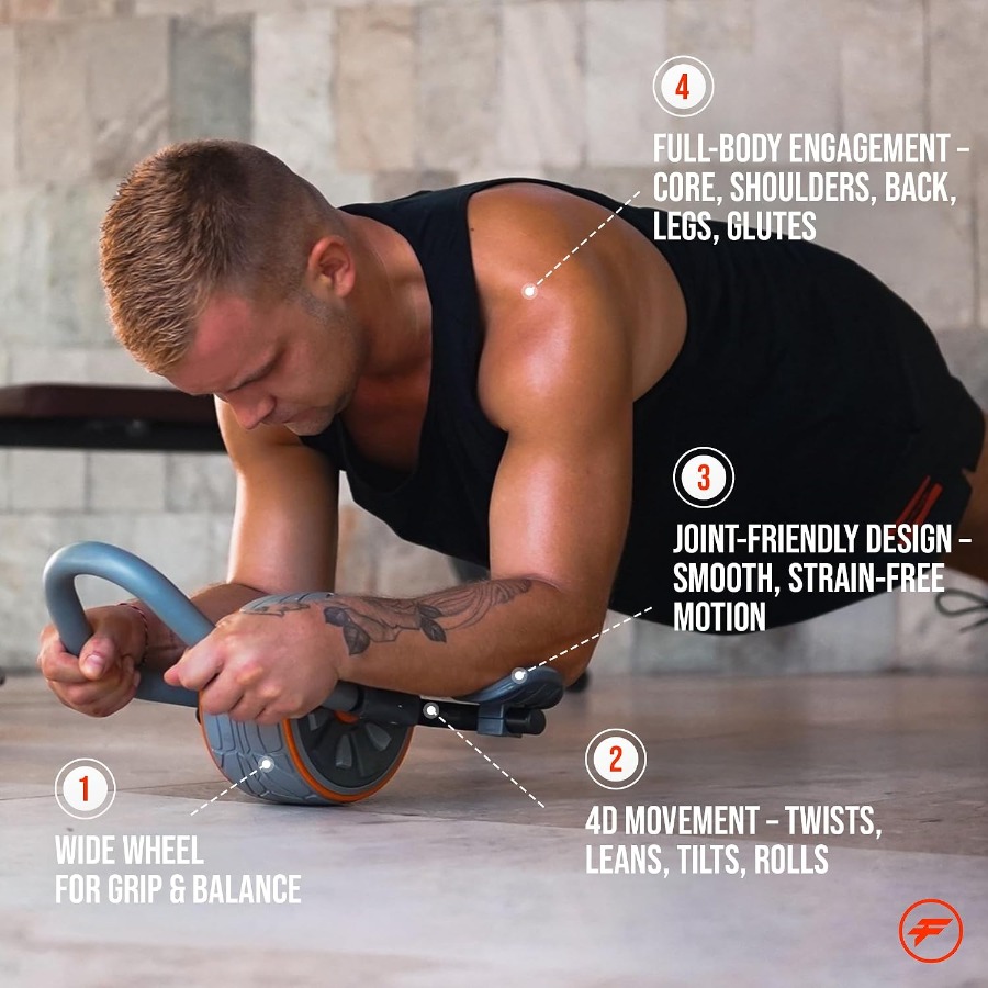 肘当て付きのCoreFlex4D腹筋ローラー。腹筋、斜腹筋、 - Ab Roller Wheel With Elbow Support のレビューと価格