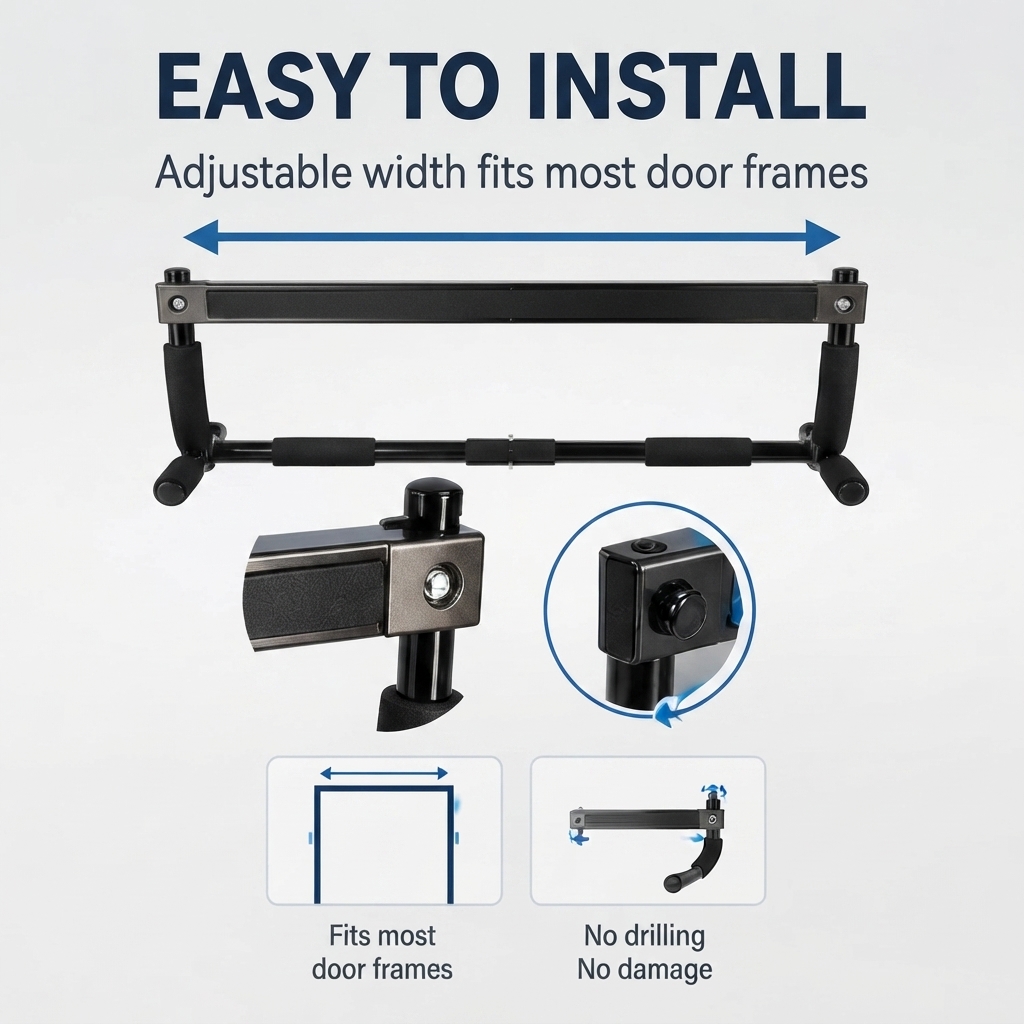 多機能ドア枠懸垂バー、ネジ不要のチンアップバー、ホームジム用 - Door Pull Up Bar No Screw のレビューと価格