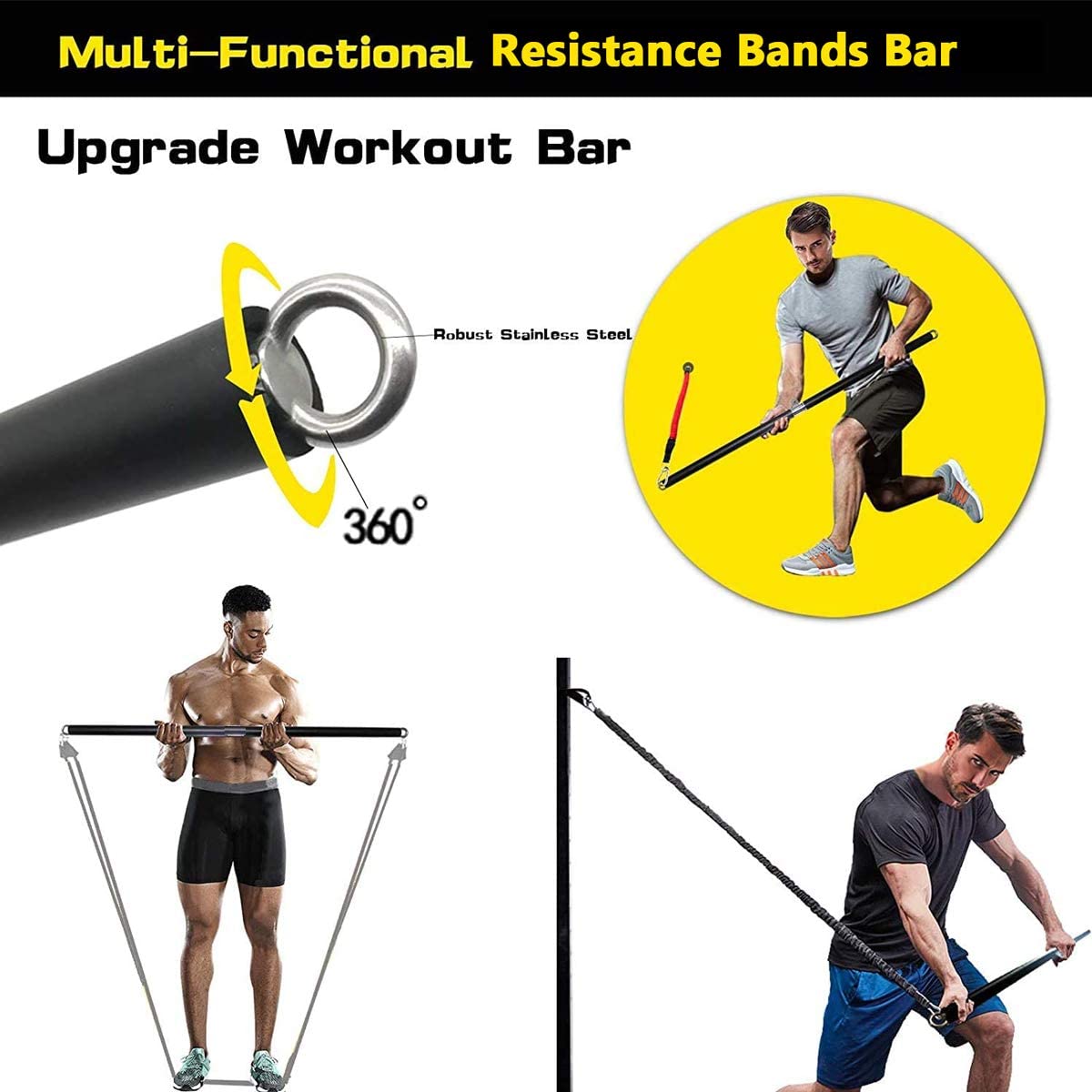 150ポンド フィットネス戦利品抵抗弾性バンドワークアウト  - Pilates Bar Kit With Resistance Bands のレビューと価格